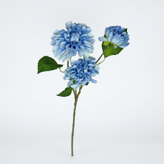 Artificial Blue Chrysanthemum Flower Stick – Real Touch Faux Pom-pom Bloom Stem for Vase & Home Décor