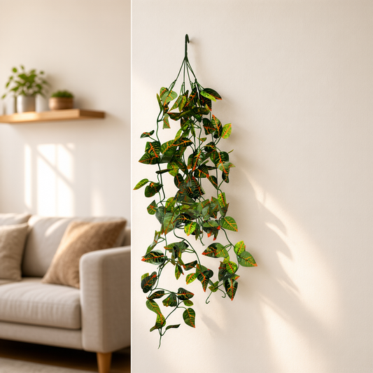 AFF Artificial Green Croton Leaf Hanging Creeper Plant (100 cm / 65g)-AFF Artificial Green Creeper 75 cm | AFF-Creeper-11