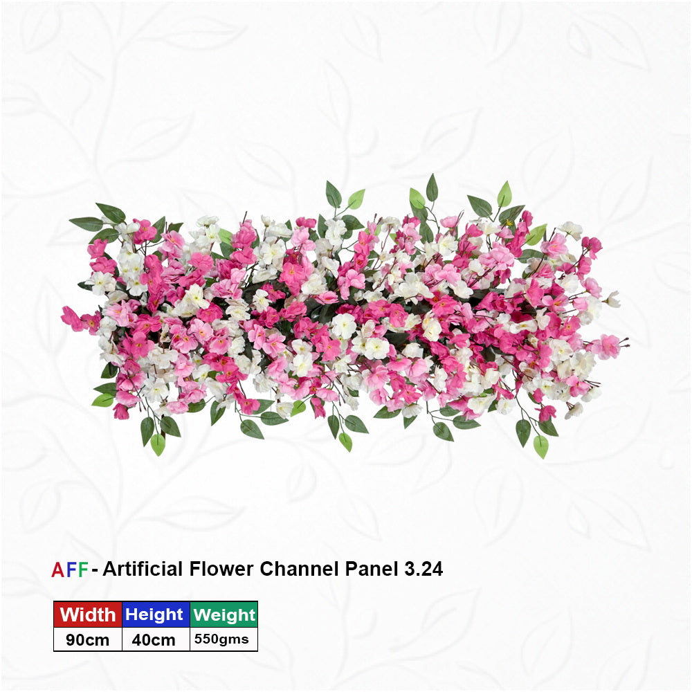 Artificial Flower Factory – Whimsical Pink & White Speckled Channel Panel | Fuchsia Blossom & Creamy Bud Row | 90cm Airy Floral Runner for Wedding Aisles, Backdrops, & Overhead Decor