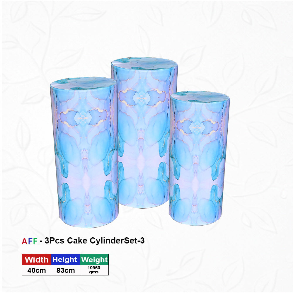 Artificial Ethereal Azure Fluid Art Cylinder Set
