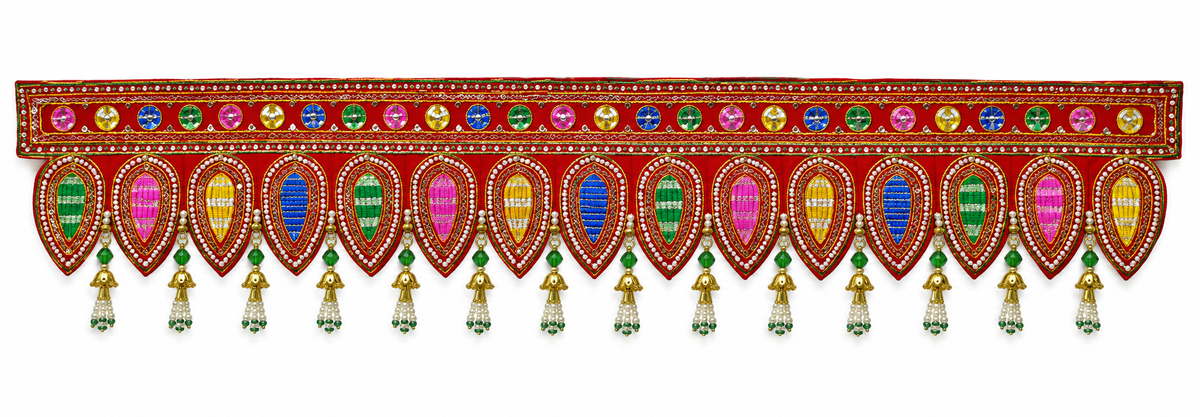 Multicolour Traditional Beaded Door Toran with Pearl Tassels for Wedding & Festive Decoration – 103 cm | Pack of 1