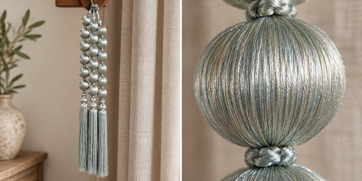 Silver Grey Decorative Ball & Tassel Hanging Jhumar for Wedding & Festive Decoration – 38 cm |Pack of 5