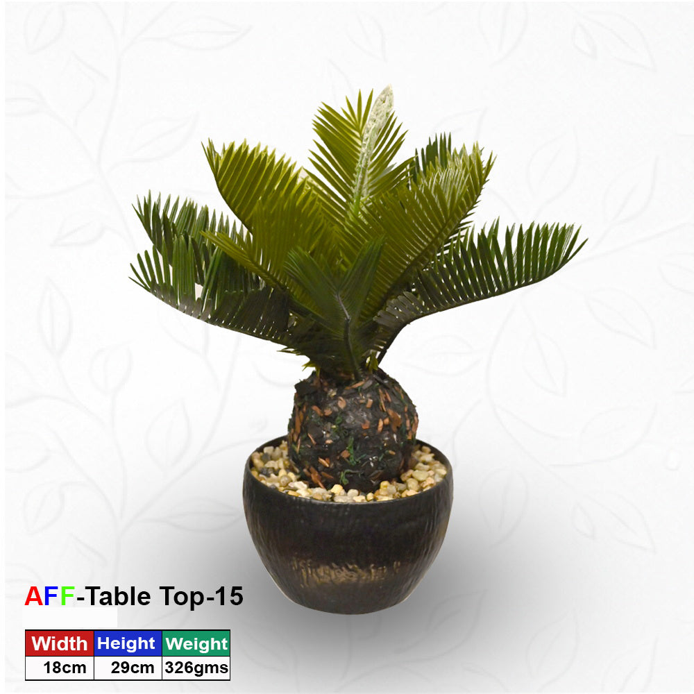 Artificial Succulent Tropical Sago Palm Tabletop Pot
