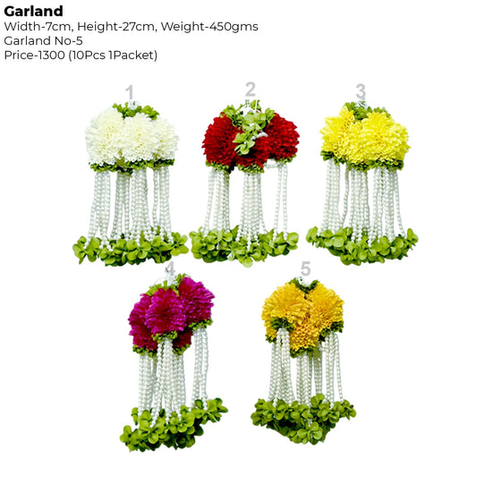 Artificial Flower Garland with pearl | AFF-Garland-5.3 | {Different colors are available}
