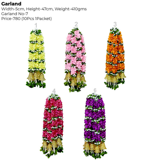 Artificial Flower Garland with Golden Bell | AFF-Garland-7.2 | {Different colors are available}