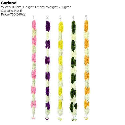 Artificial Flower Garland Sakad Ladi Green & White | AFF-Garland-12.2 | {Different colors are available}