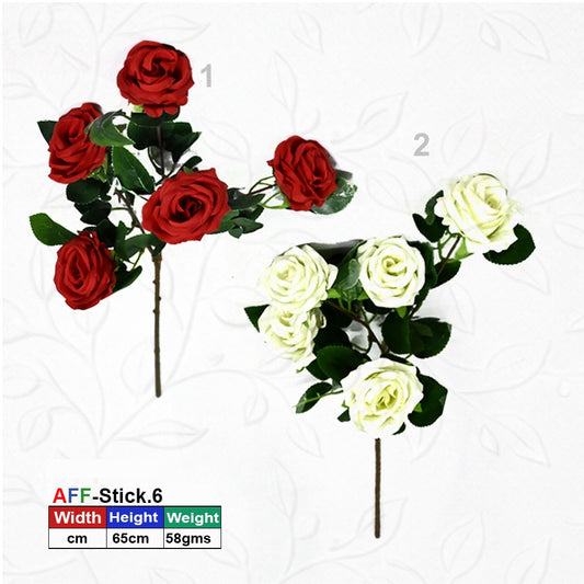 Artificial Flower White 5 rose |AFF-S-3.5 | {Different colors are available}