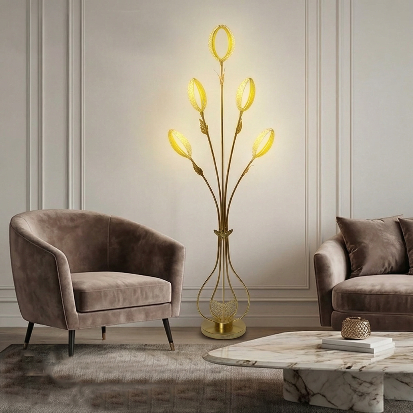 Floral Glow Modern Decorative Floor   Standing Lamp
