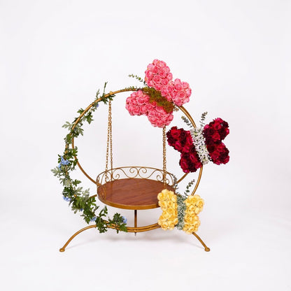 AFF Luxury Golden Floral Butterfly Hanging Swing Stand (Jhula / Display Stand)-Ganpati Stand 2Feet | AFF-Ganpatistand-01