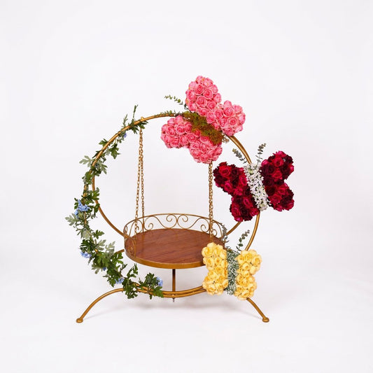 AFF Luxury Golden Floral Butterfly Hanging Swing Stand (Jhula / Display Stand)-Ganpati Stand 2Feet | AFF-Ganpatistand-01