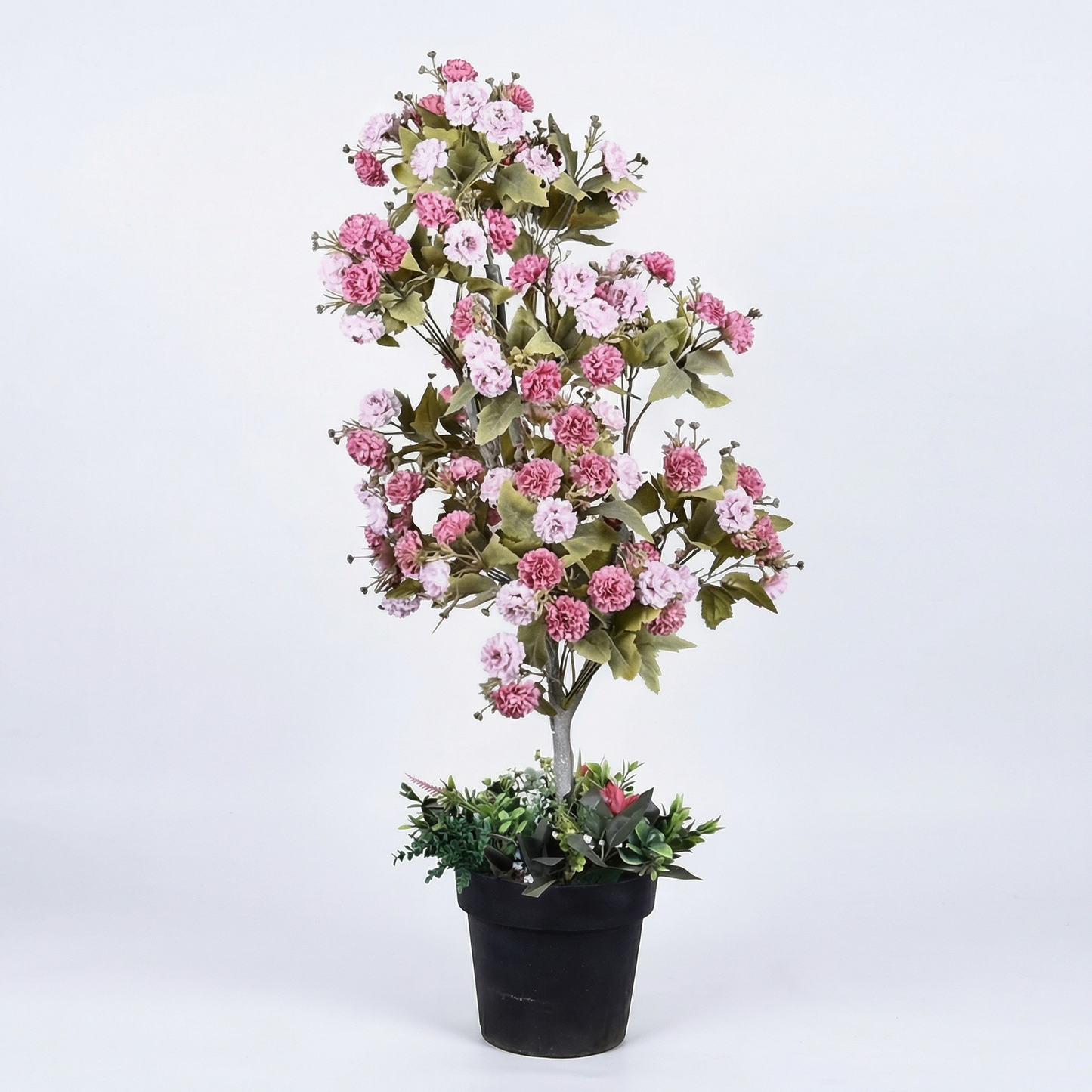 Artificial Plant Pink Blossom Pom-Pom Potted Tree