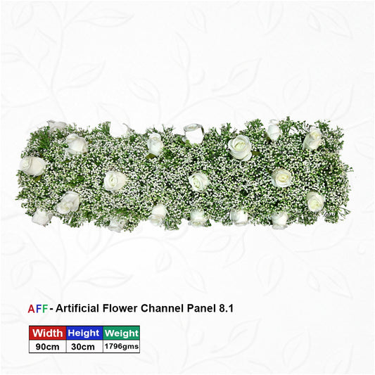 Artificial Flower Factory – Ethereal White Rose & Gypsophila | Classic Ivory Cloud Channel Panel | Dense Baby’s Breath & Bloom Row | 90cm Premium Floral Arrangement for Weddings, Minimalist Decor, & Luxury Events