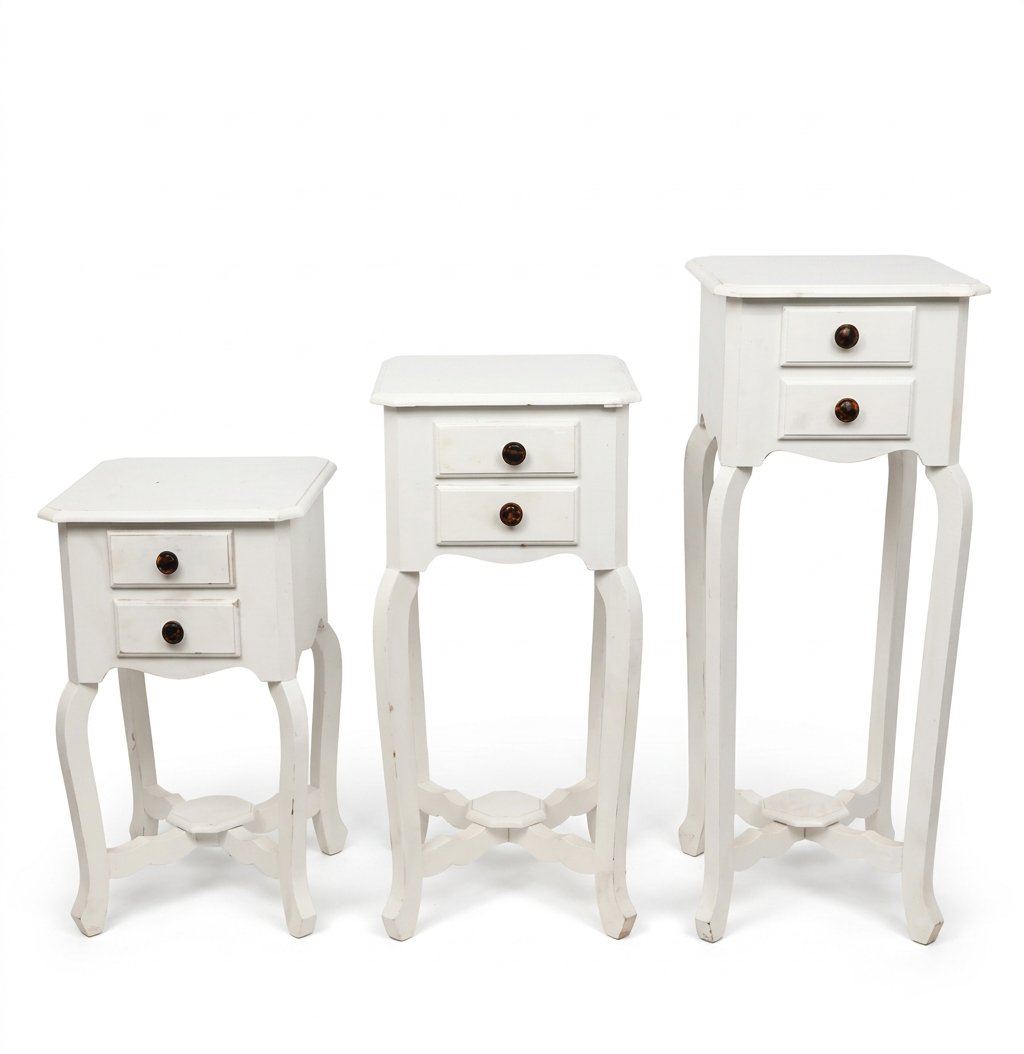 Handcrafted Wooden Table Set of 3 – Nesting Side Tables for Living Room, Bedroom & Balcony