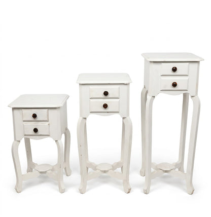 Handcrafted Wooden Table Set of 3 – Nesting Side Tables for Living Room, Bedroom & Balcony