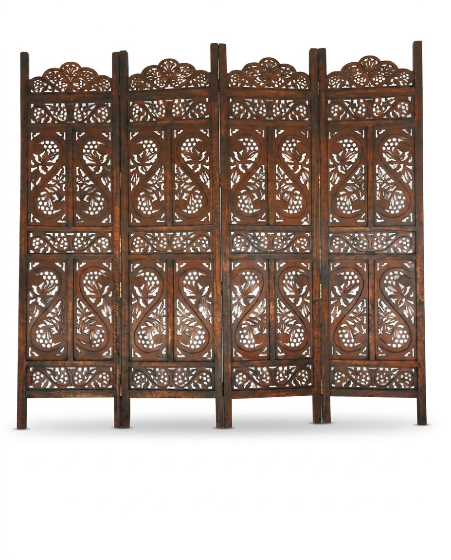 Handcrafted Wooden Partition Jali – Decorative Room Divider & Lattice Screen for Home & Office