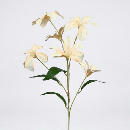 Artificial Cream White Lily Stick 77 cm – Real Touch Faux Flower Spray for Vase & Home Décor
