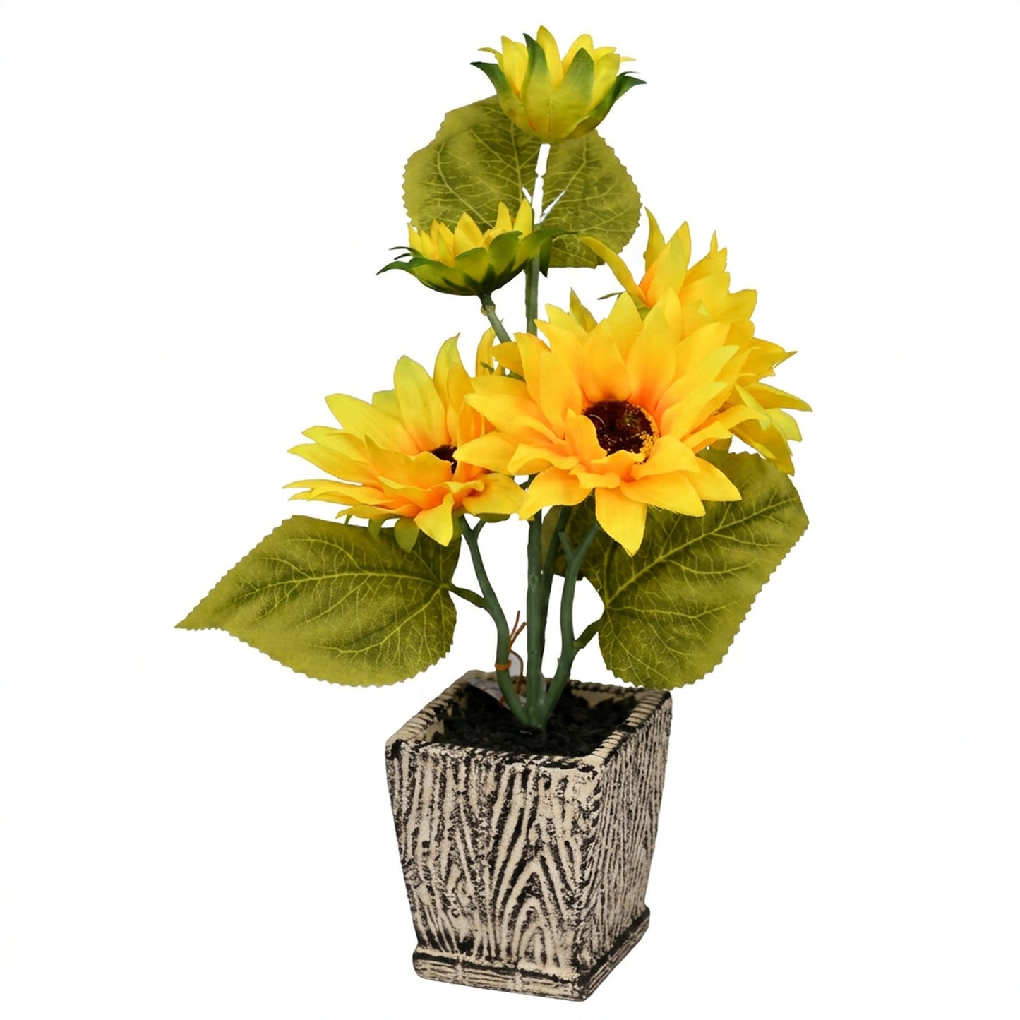 Artificial Sunflower Plant with Pot 40 cm – Real Touch Potted Yellow Flowers for Home & Office Décor