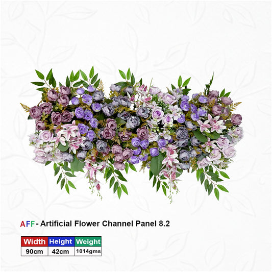 Artificial Flower Factory – Regal Amethyst & Lavender Mist | Twilight Orchid & Rose Garden Channel Panel | Cascading Willow & Fern Spire Row | 90cm Premium Floral Arrangement for Royal Weddings, Gala Stages, & Luxury Interiors