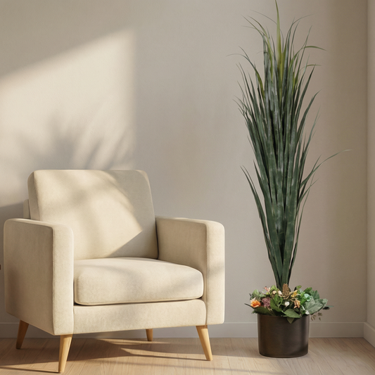 Artificial Tall Grass Plant with Wildflower Base