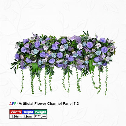 Artificial Flower Factory – EnchLavender Cascade anted Violet & Silver Sky Channel Panel | Wisteria & Carnation Vine Row | 120cm Premium Floral Arrangement for Dreamy Wedding Mandaps, Bridal Suites, & Luxury Ceiling Decor