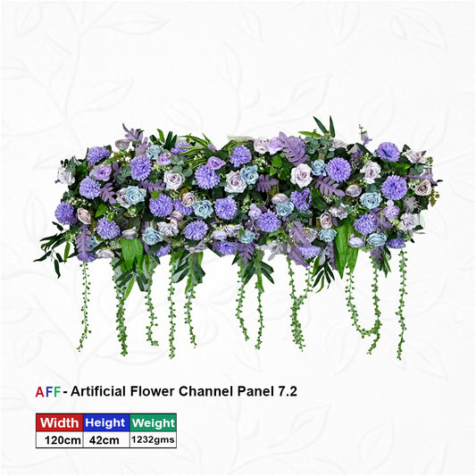 Artificial Flower Factory – Lavender Cascade Enchanted Violet & Silver Sky Channel Panel | Wisteria & Carnation Vine Row | 120cm Premium Floral Arrangement for Dreamy Wedding Mandaps, Bridal Suites, & Luxury Ceiling Decor