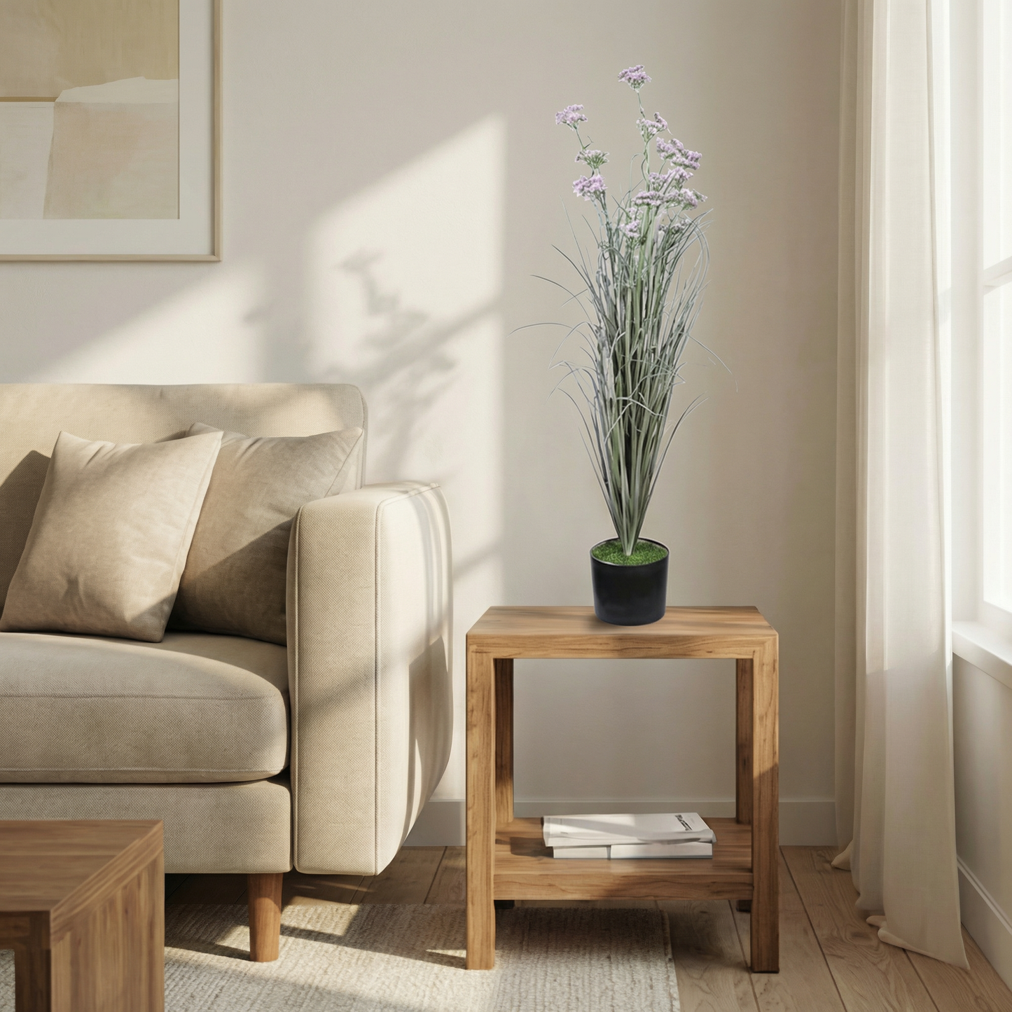 Artificial Plant Pink Statice Meadow Grass Potted Plant