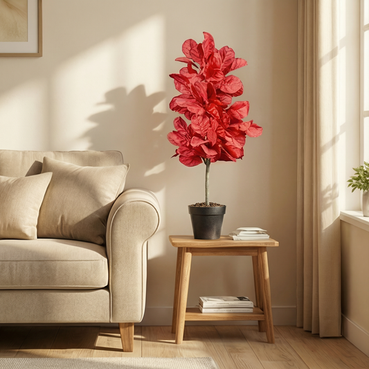 Artificial Plant Scarlet Fiddle Leaf Potted Tree