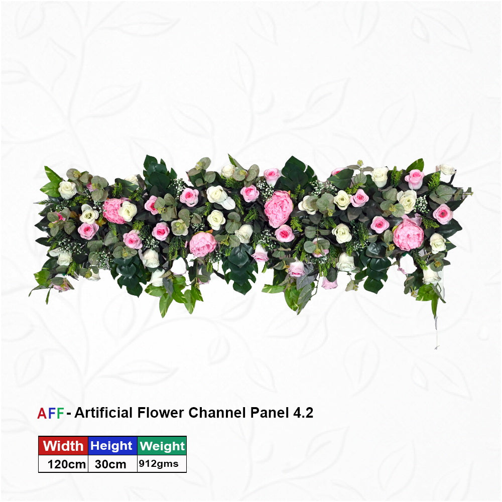 Sophisticated Blush & Cream Eucalyptus Channel Panel | Peony & Rose Row | 120cm Premium Botanical Runner for Wedding Stages, Table Runners, & Event Borders