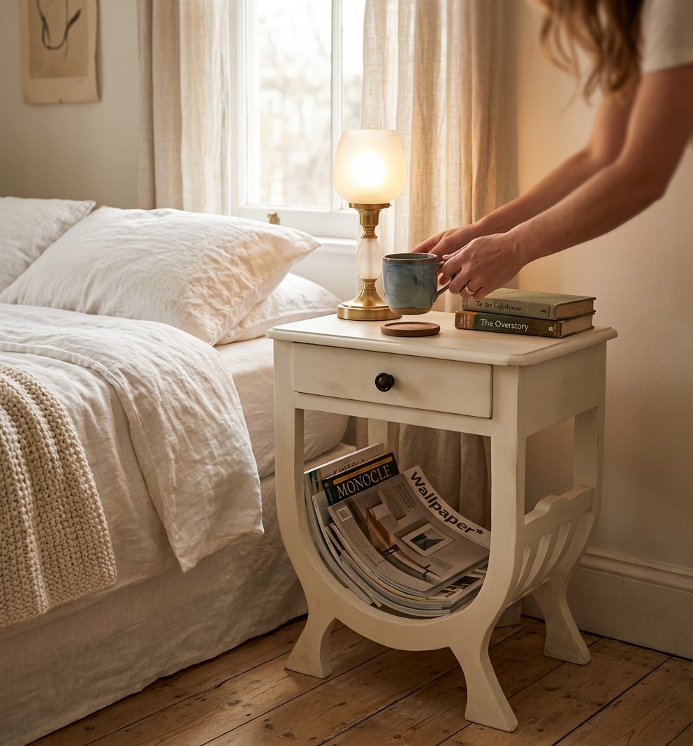 Handcrafted Wooden Side Table – Solid Wood Accent Table for Living Room & Bedroom