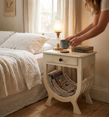 Handcrafted Wooden Side Table – Solid Wood Accent Table for Living Room & Bedroom