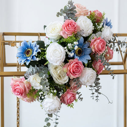 AFF Luxury Golden Canopy Swing Stand with Rose & Hydrangea Floral Arrangements (Jhula / Display Stand-Ganpati Stand 2Feet | AFF-Ganpatistand-02