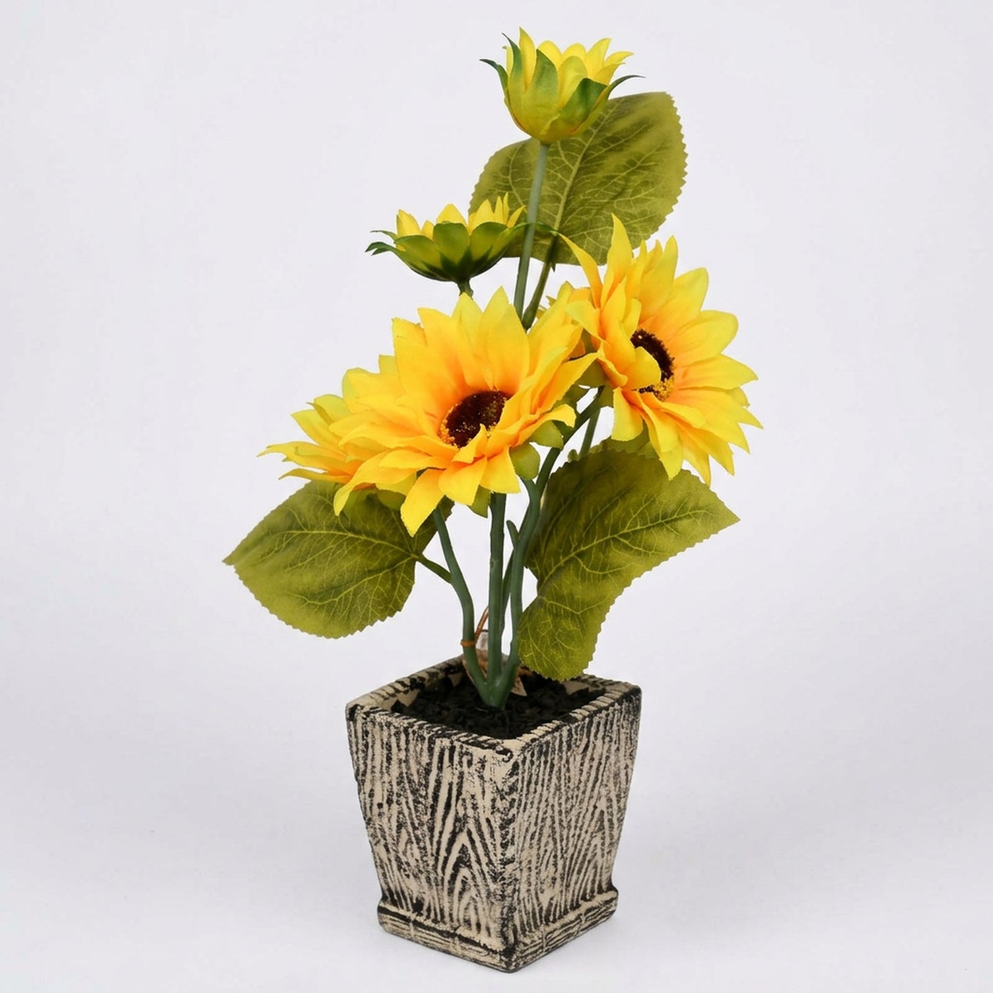 Artificial Sunflower Plant with Pot 40 cm – Real Touch Potted Yellow Flowers for Home & Office Décor