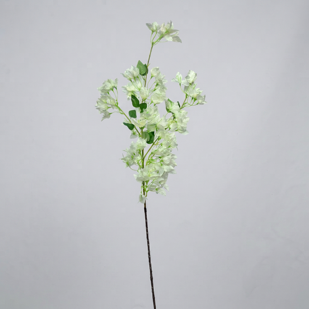 Artificial White Bougainvillea Stick 120 cm – Real Touch Tall Faux Flower Branch for Floor Vase & Home Décor