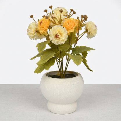 Artificial Cream Orange Flower Plant with Pot 40 cm – Real Touch Potted Flowers for Home & Pooja Décor