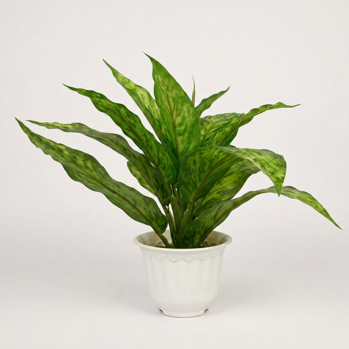 Artificial Dieffenbachia Plant with Pot 44 cm – Real Touch Green Faux Indoor Plant for Home & Office Décor