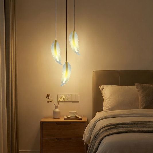 Plume Glow Modern Decorative Feather Pendant Hanging Light