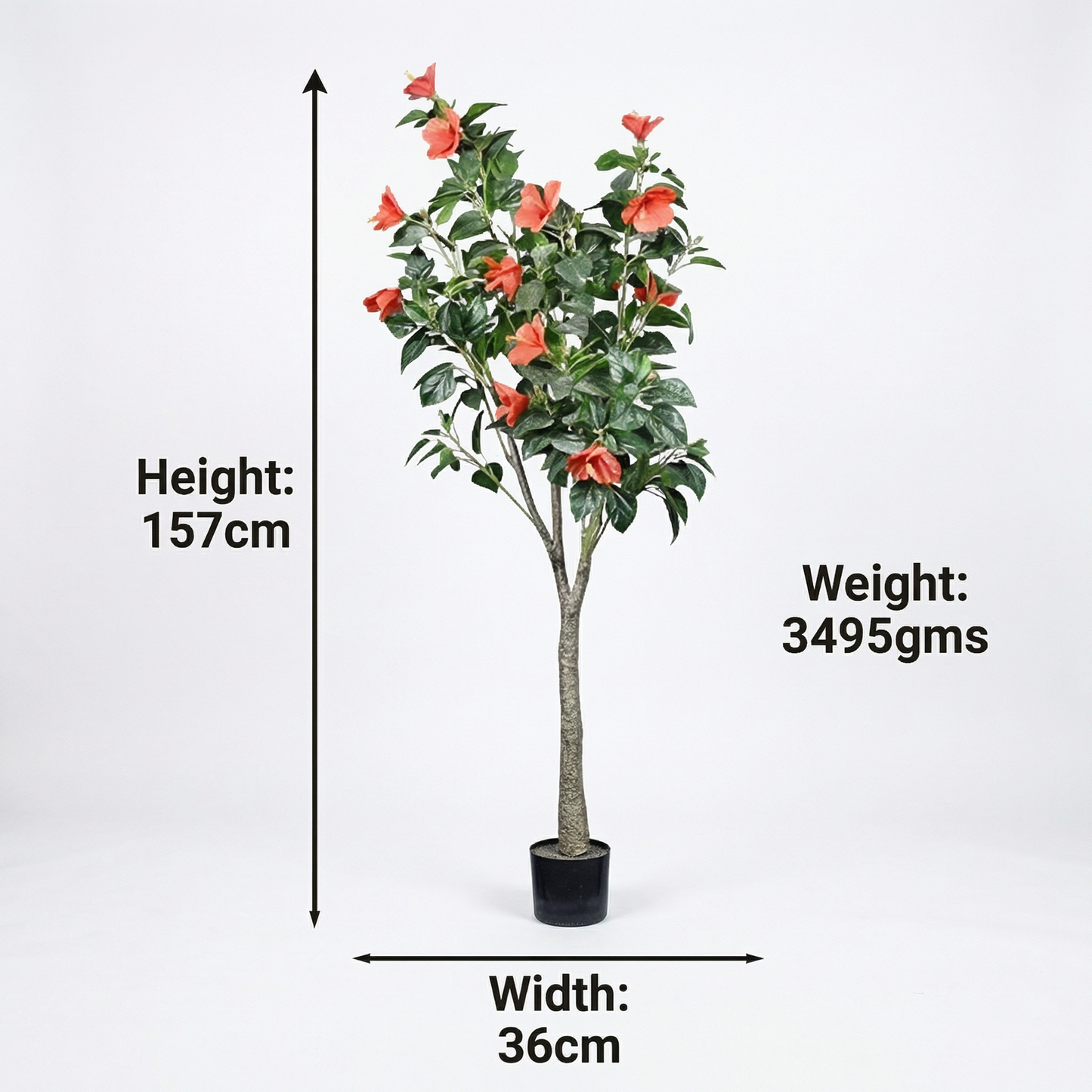 Artificial Plant Hibiscus Flowering Potted Tree