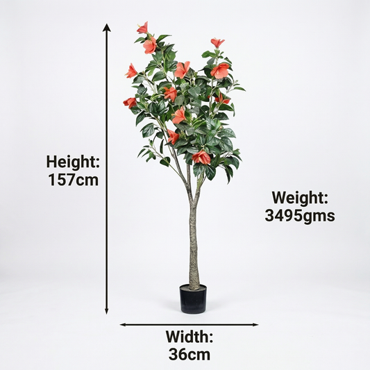 Artificial Plant Hibiscus Flowering Potted Tree