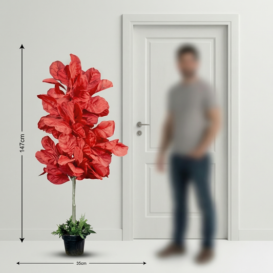 Artificial Plant Scarlet Fiddle Leaf Potted Tree