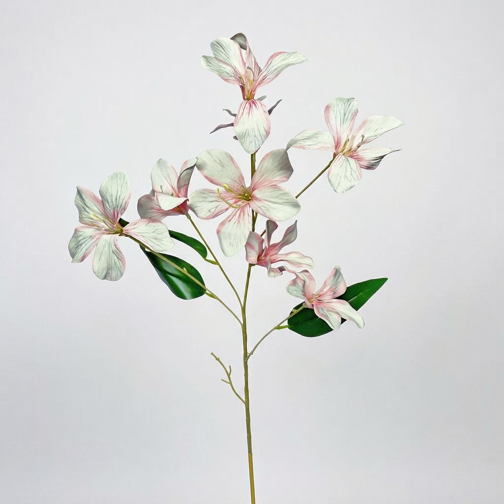 Artificial White-Pink Lily Flower Stick 78 cm – Real Touch Faux Flower Spray for Vase & Home Décor