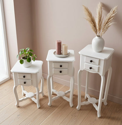 Handcrafted Wooden Table Set of 3 – Nesting Side Tables for Living Room, Bedroom & Balcony