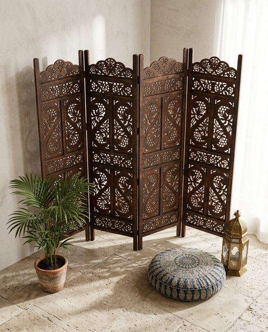 Handcrafted Wooden Partition Jali – Decorative Room Divider & Lattice Screen for Home & Office