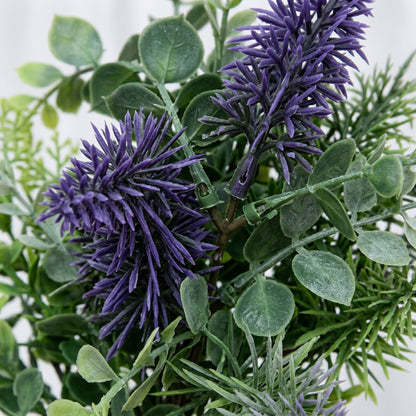 Artificial Lavender & Fern Bunch 34 cm – Real Touch Faux Purple Flower Bush for Home & Garden Décor