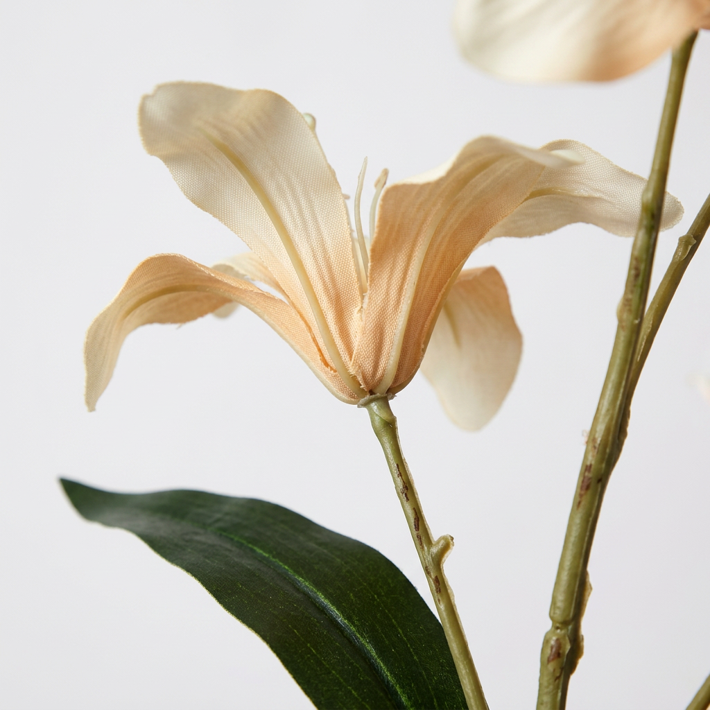 Artificial Cream White Lily Stick 77 cm – Real Touch Faux Flower Spray for Vase & Home Décor