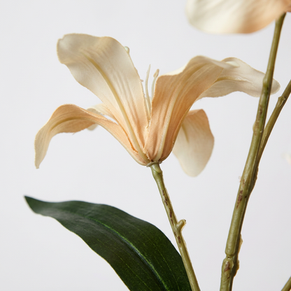 Artificial Cream White Lily Stick 77 cm – Real Touch Faux Flower Spray for Vase & Home Décor