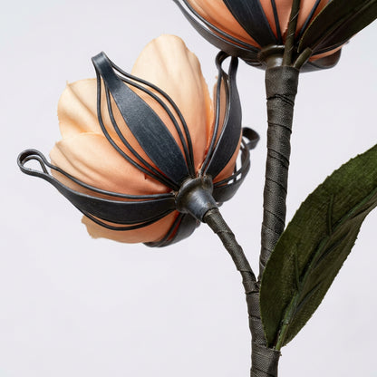 Artificial Peach Magnolia Stick 120 cm – Real Touch Tall Faux Flower Stem for Floor Vase & Home Décor
