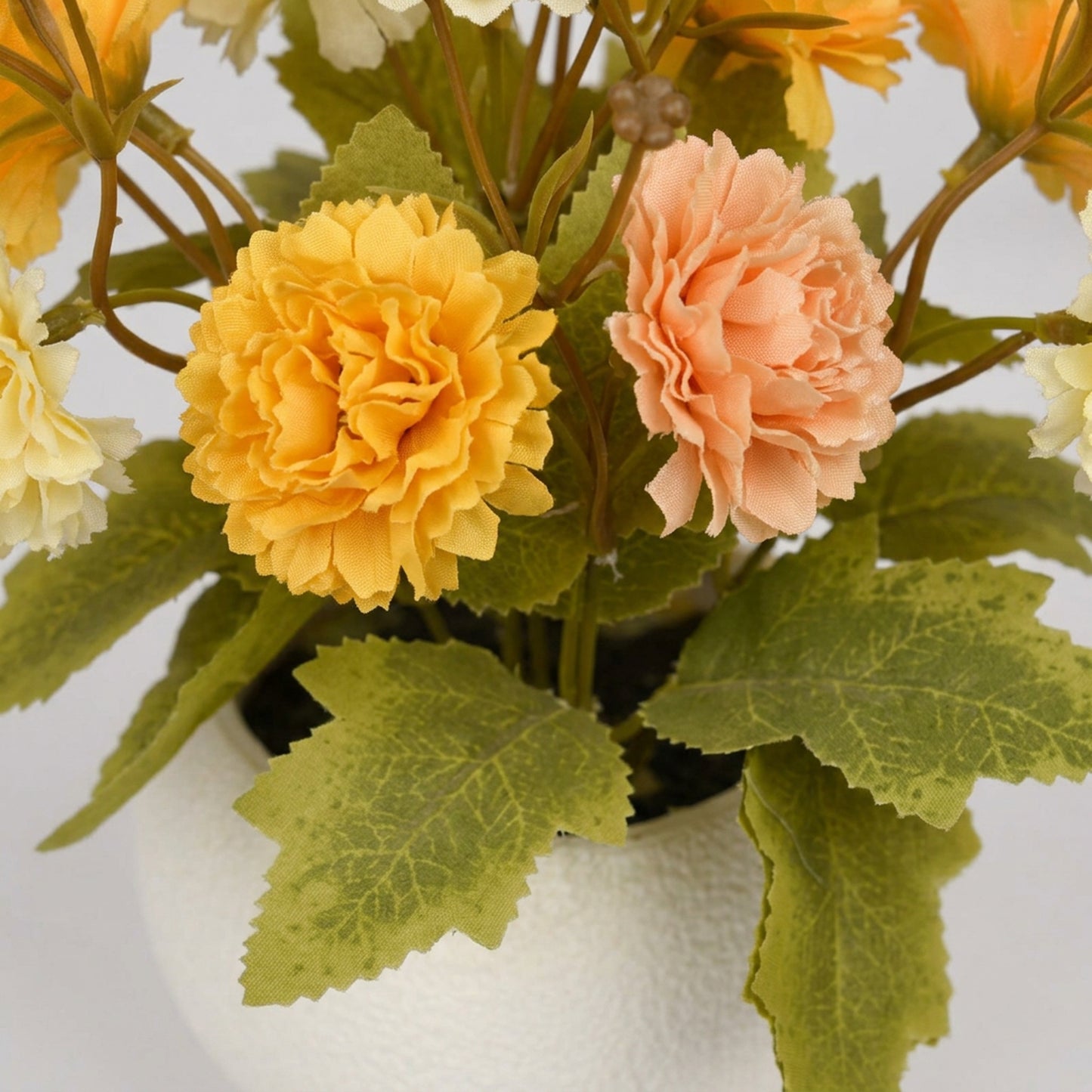 Artificial Cream Orange Flower Plant with Pot 40 cm – Real Touch Potted Flowers for Home & Pooja Décor