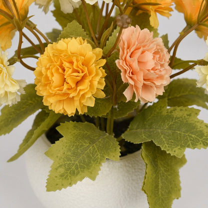Artificial Cream Orange Flower Plant with Pot 40 cm – Real Touch Potted Flowers for Home & Pooja Décor