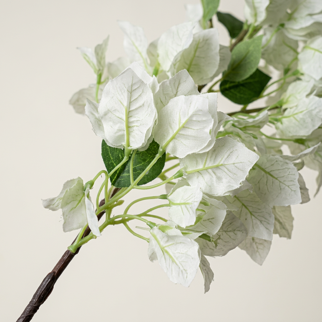 Artificial White Bougainvillea Stick 120 cm – Real Touch Tall Faux Flower Branch for Floor Vase & Home Décor