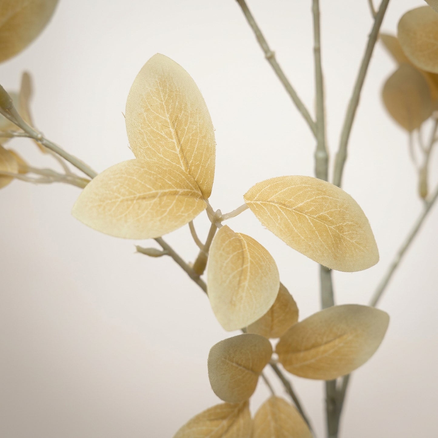 Artificial Golden Cream Leaf Stick 87 cm – Real Touch Faux Foliage Branch for Tall Vase & Home Décor